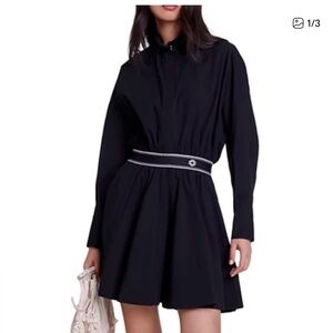 NWT MAJE SZ 36 Ratia fit and flare long sleeve zip up dress